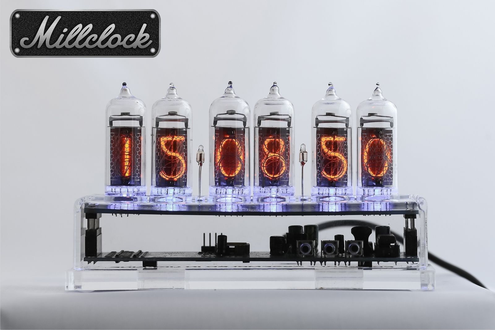 IN-14 NIXIE TUBE CLOCK ASSEMBLED ACRYLIC ENCLOSURE ADAPTER 6-tubes by MILLCLOCK 