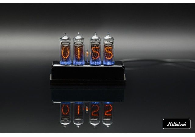 IN-14 NIXIE TUBE CLOCK ASSEMBLED ACRYLIC ENCLOSURE ADAPTER 4-tubes by MILLCLOCK 
