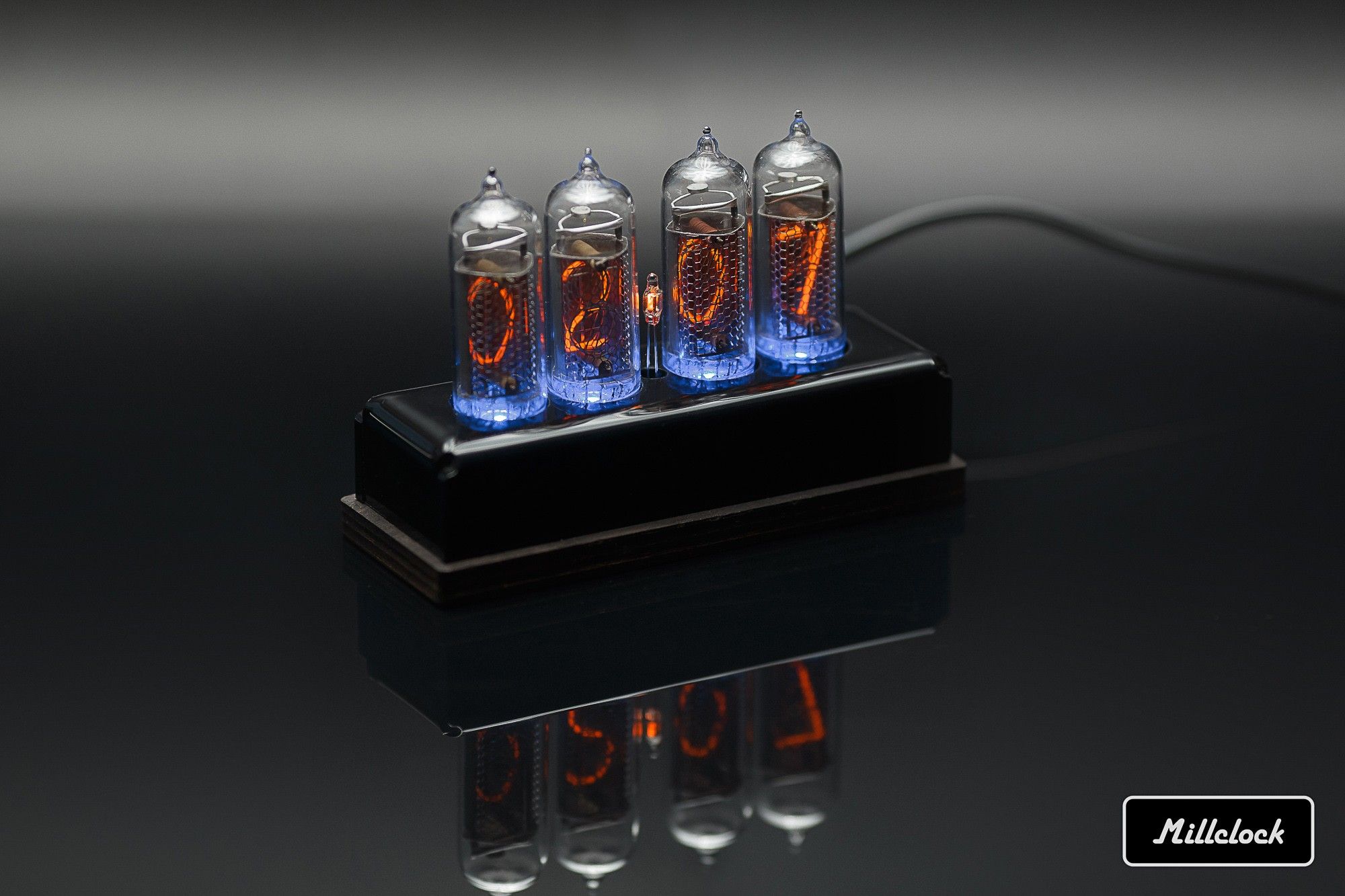 NIXIE TUBE CLOCK IN-14 in beech and brass case 