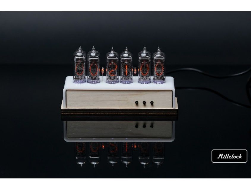 in12 nixie tube clock assembled wood enclosure and adapter 4tubes