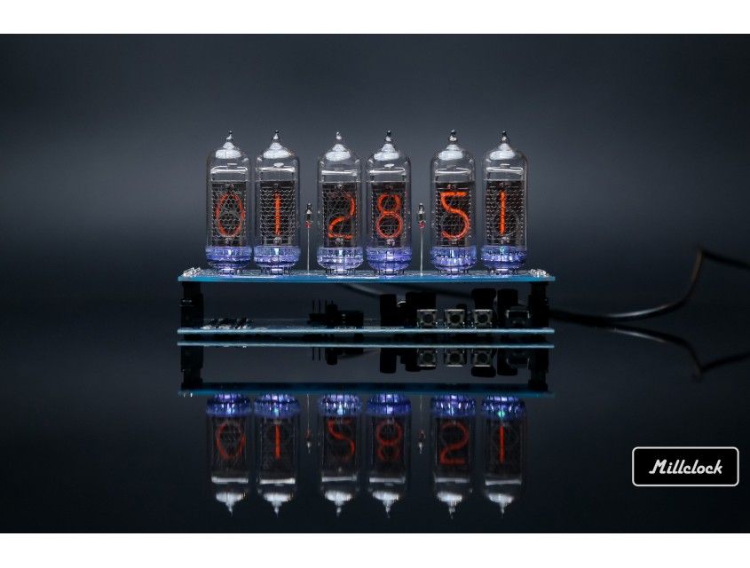IN-14 NIXIE TUBE CLOCK ASSEMBLED WOOD ENCLOSURE AND ADAPTER 6-tubes by MILLCLOCK 