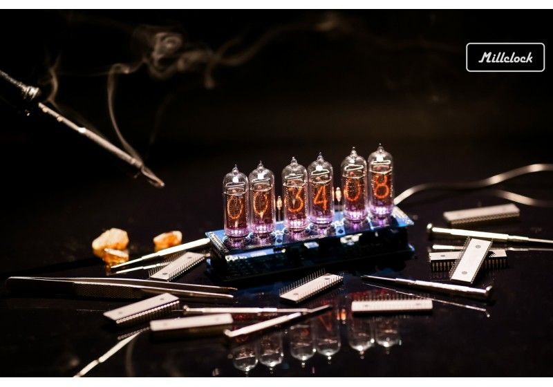 IN-14 NIXIE TUBE CLOCK ASSEMBLED WITH ADAPTER 6-tubes w/out enclosure retro 
