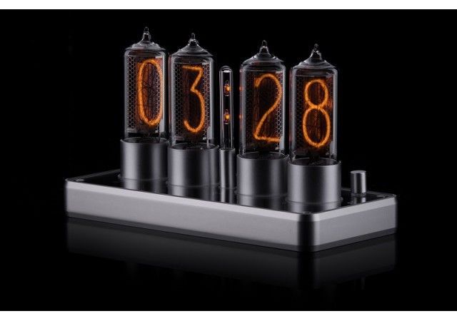 NEW! ZIN18 Nixie Clock Silver Aluminium Case 4 Tubes Skeleton Design