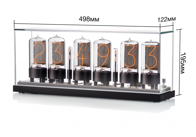 ZIN-70 nixie clock on black Aluminum base and Glass cover