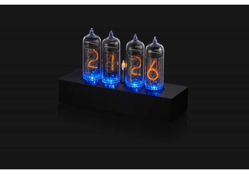 Nixie Tubes Clock with 4 pieces IN-14 tubes with RGB backlight Alarm and Chimes 