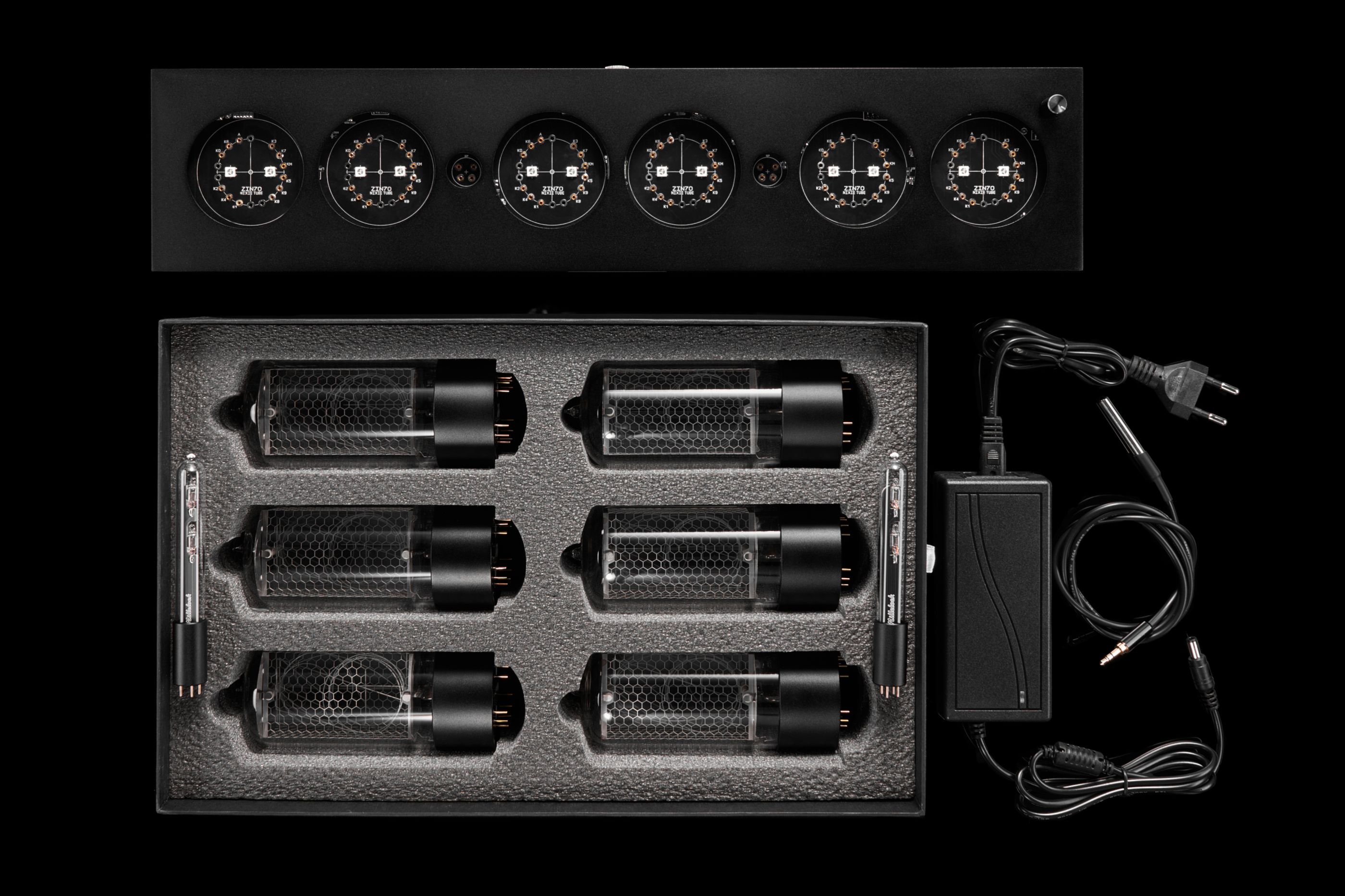ZIN70 Nixie Tube Clock Black Aluminium Case by Millclock
