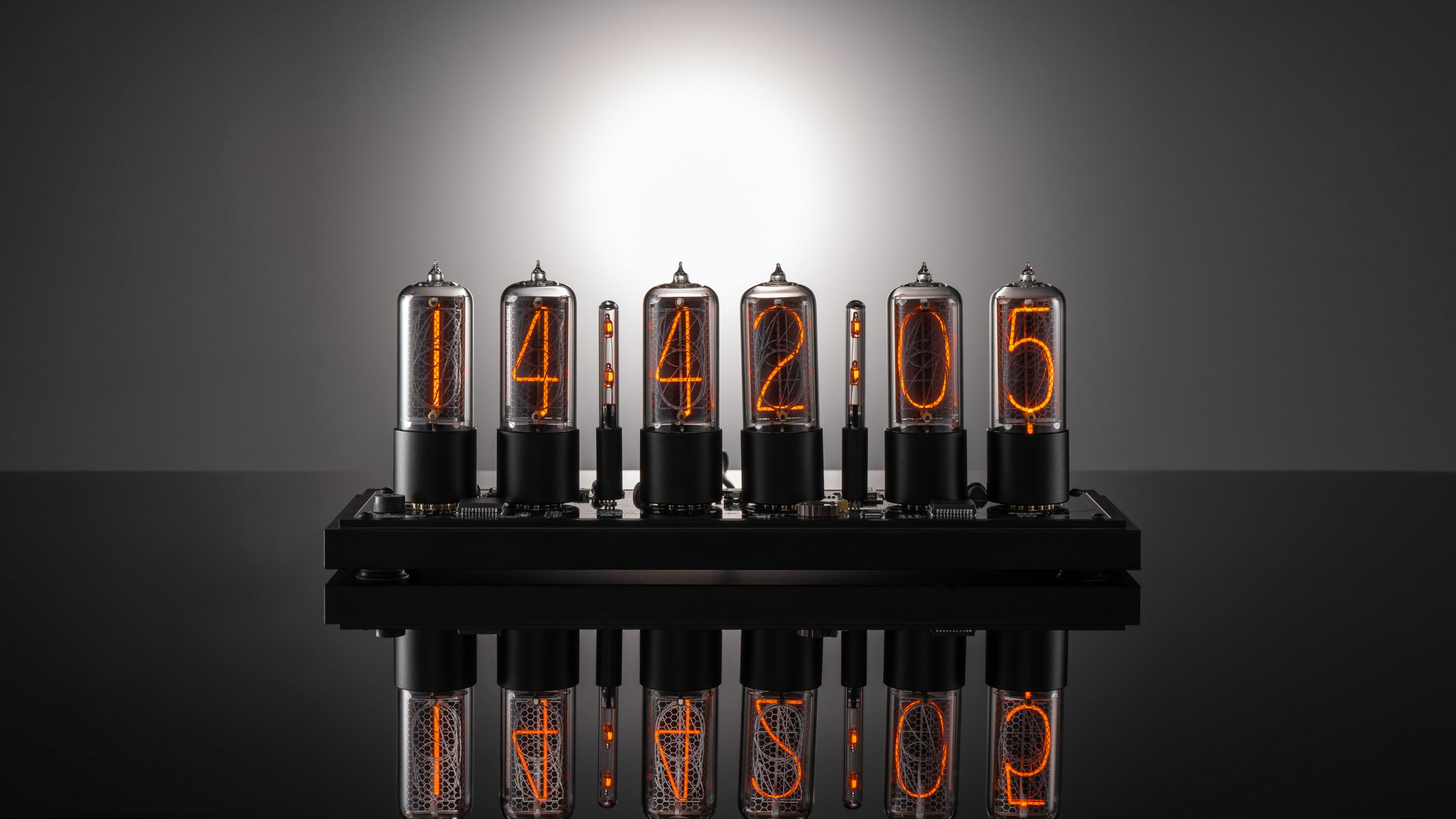 ZIN18 Nixie Tube Clock Black Case Smoked Glass Dome