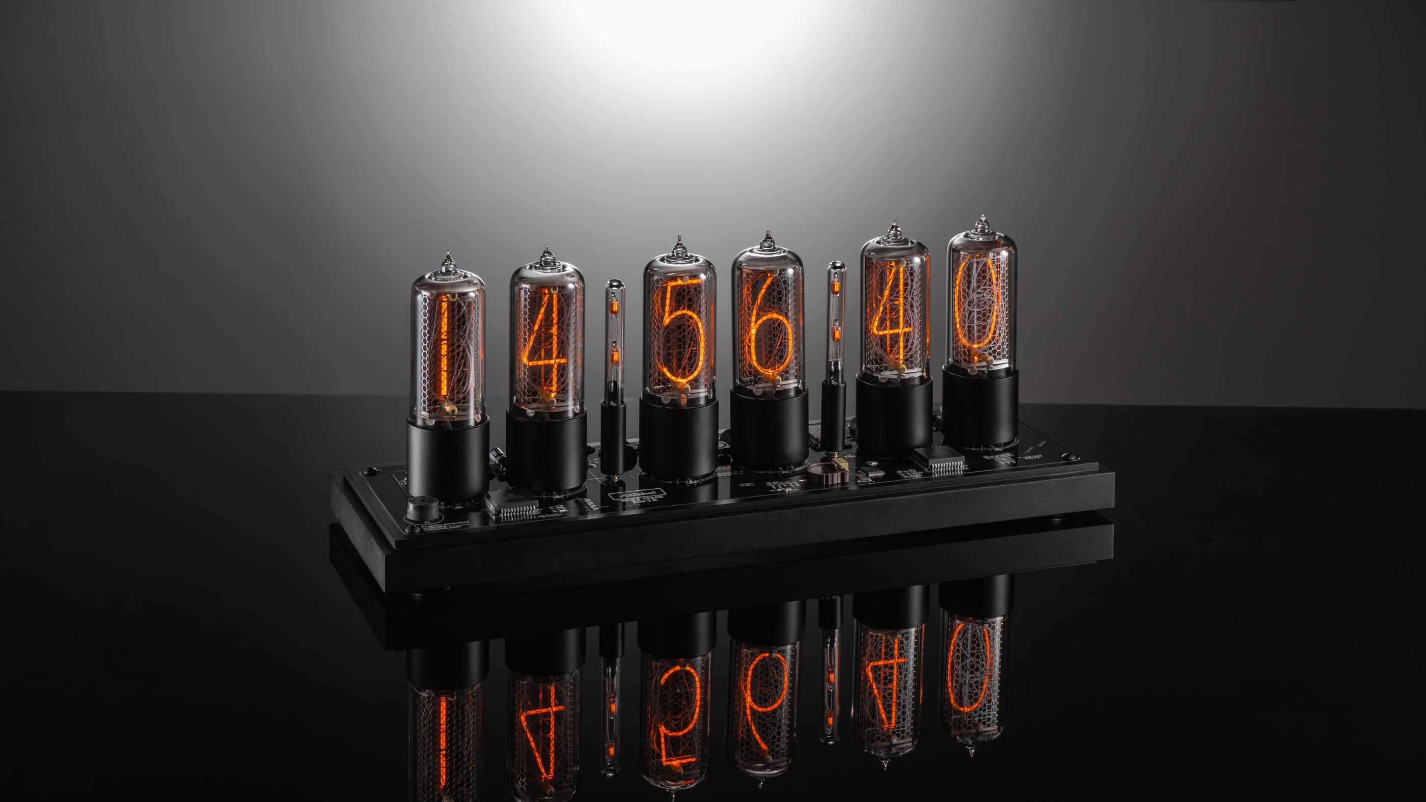 ZIN18 Nixie Tube Clock Black Case Smoked Glass Dome