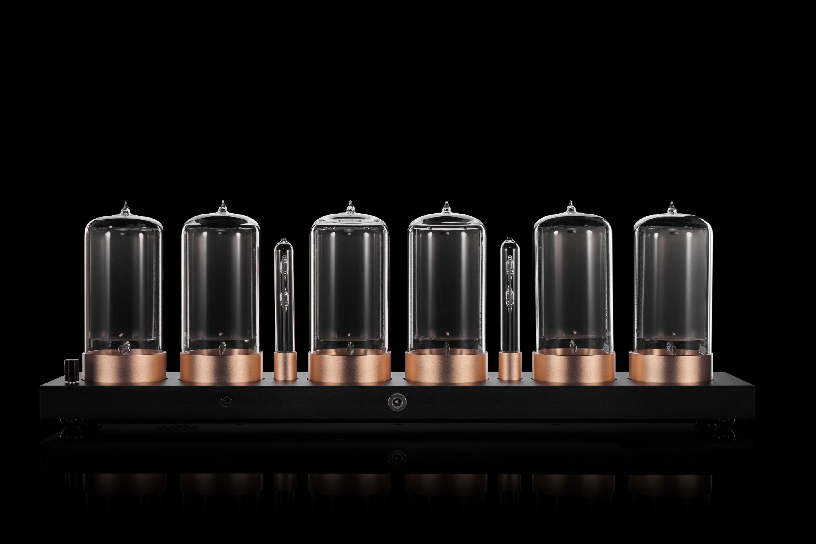 ZIN70 Nixie Tube Clock Black Case Gold Bases by Millclock