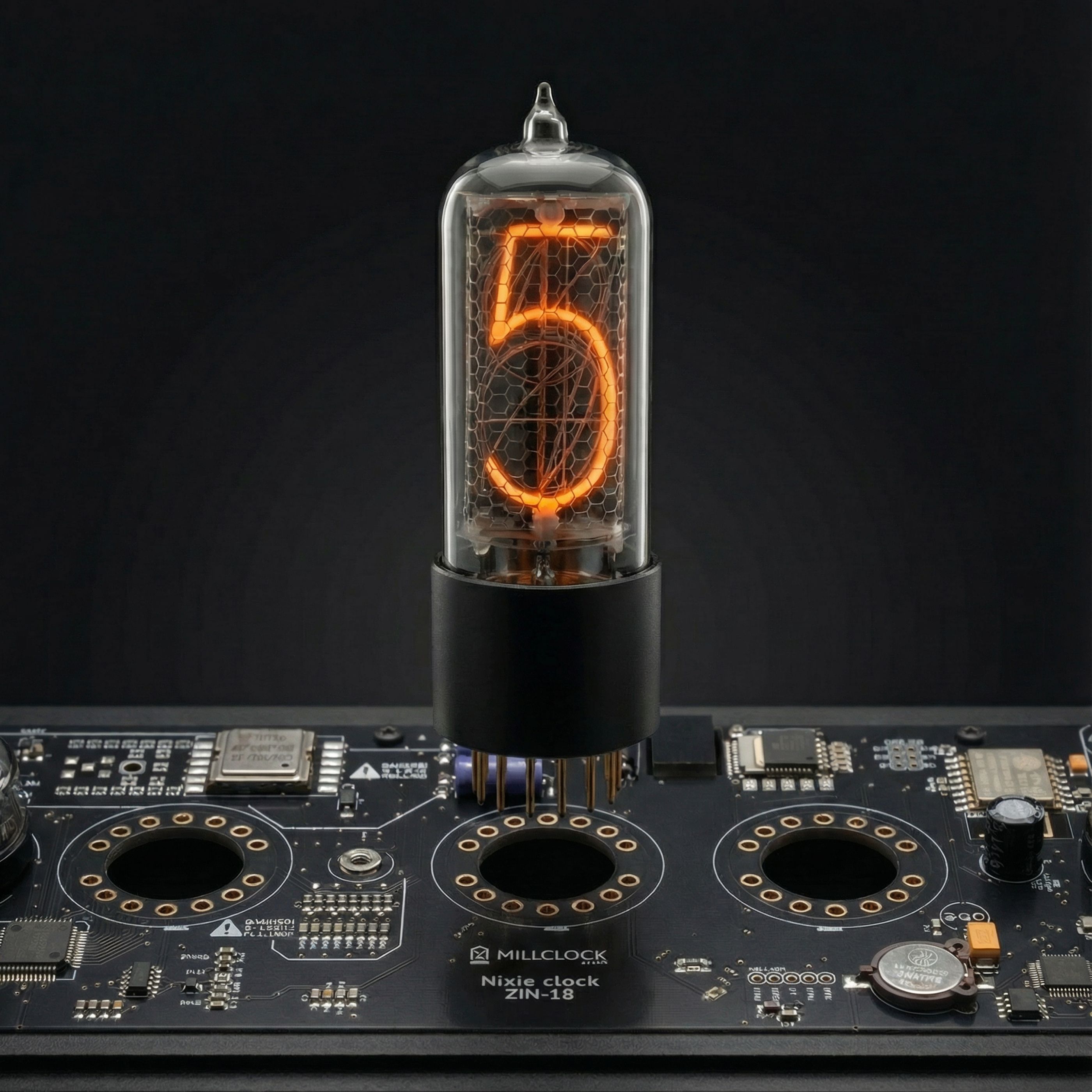 ZIN18 Nixie Tube with Black Base | Millclock
