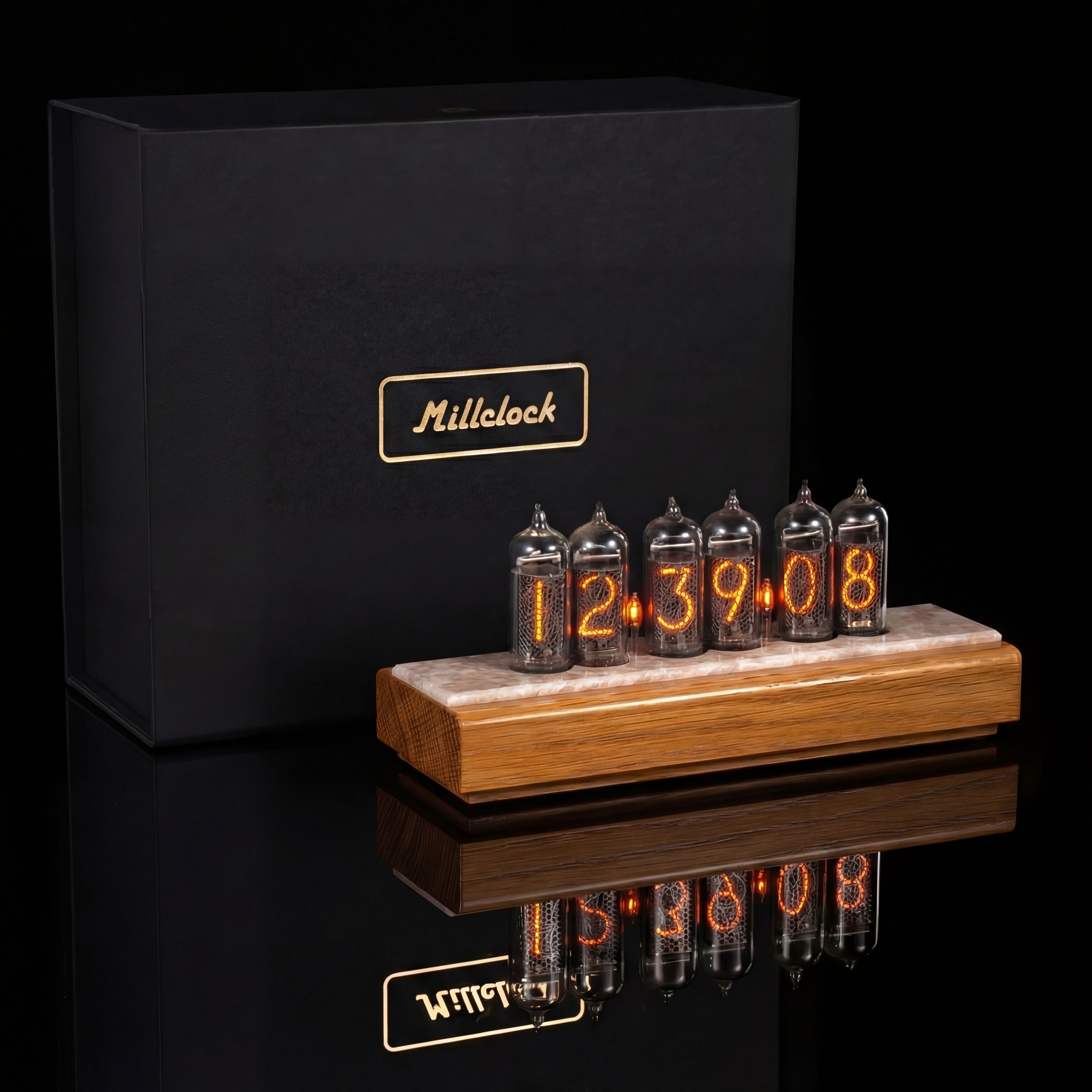 IN-14 Nixie Tube Clock – Light Ash & Stone Case | Millclock