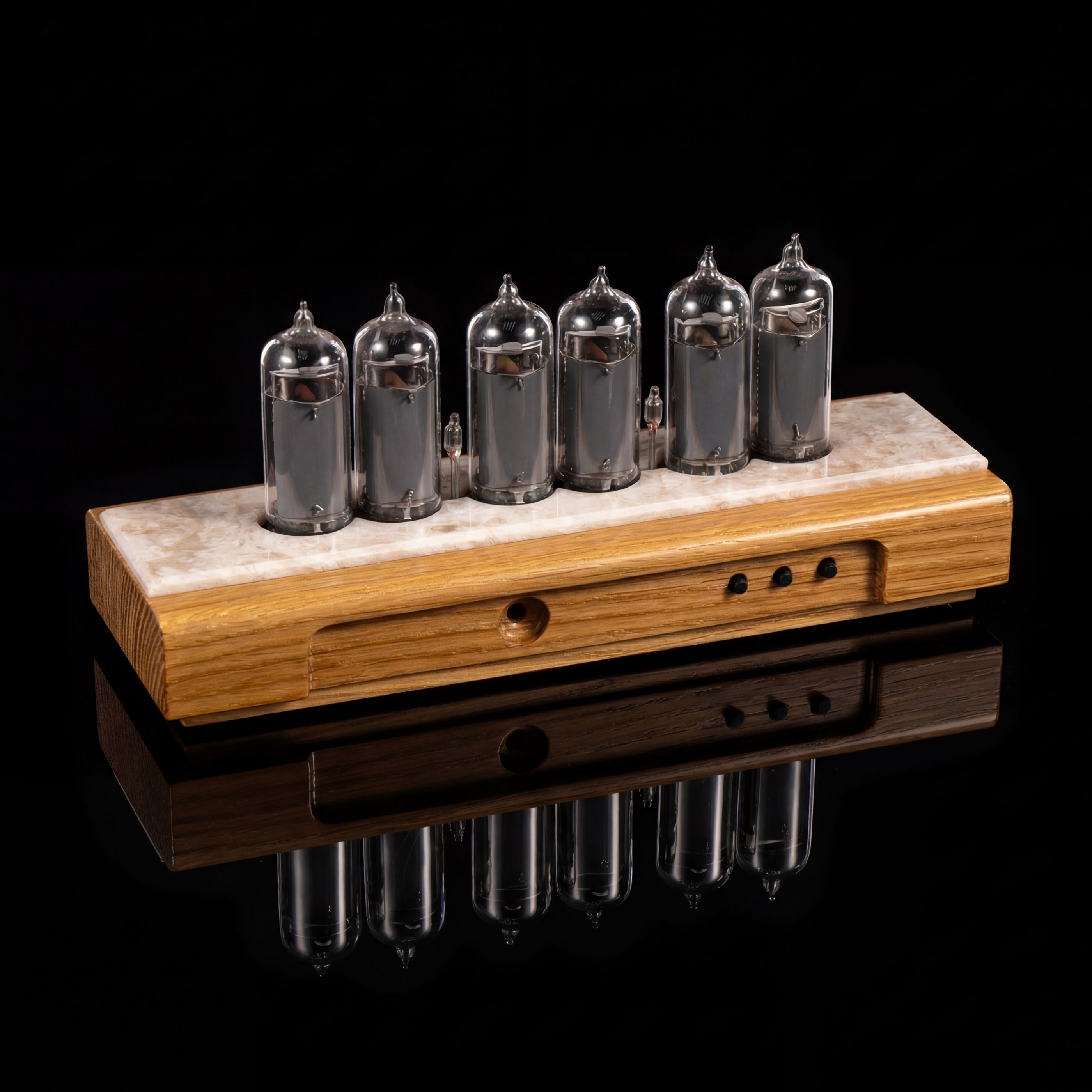IN-14 Nixie Tube Clock – Light Ash & Stone Case | Millclock
