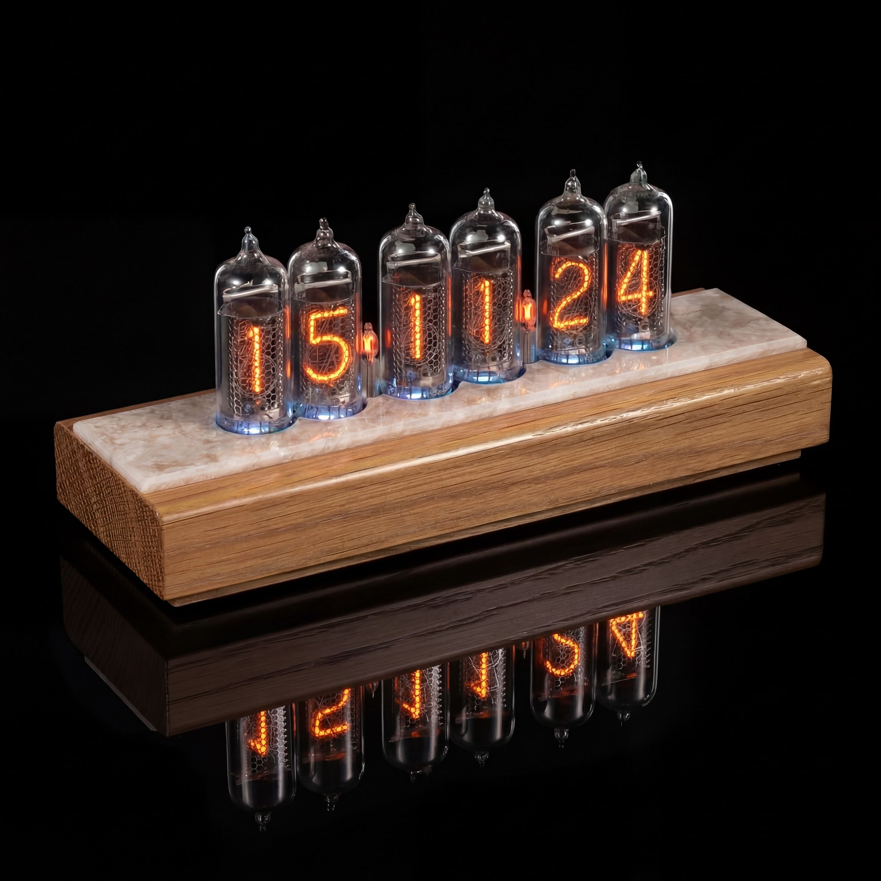 IN-14 Nixie Tube Clock – Light Ash & Stone Case | Millclock