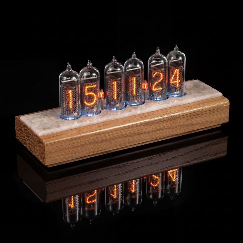 IN-14 Nixie Tube Clock – Light Ash & Stone Case | Millclock