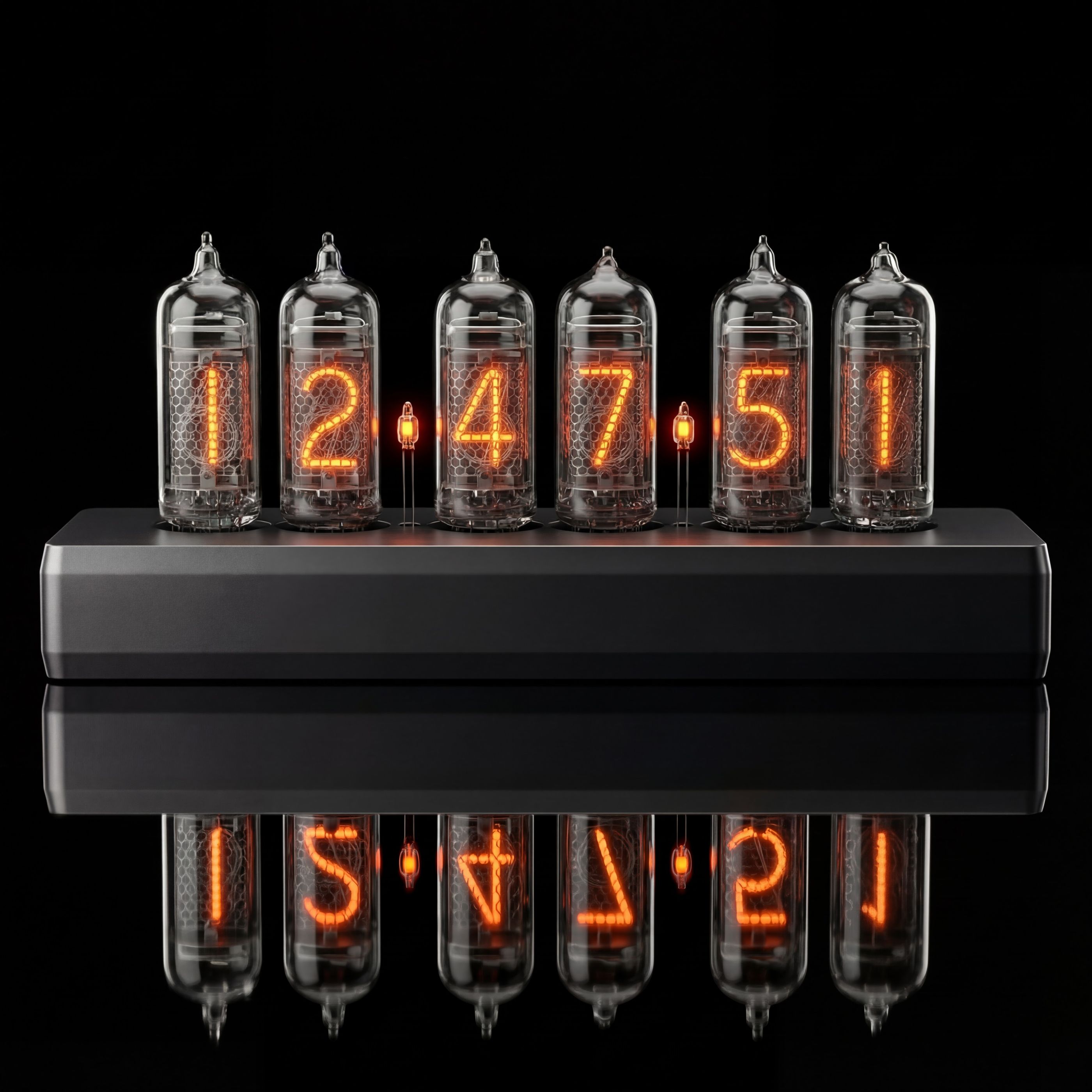 IN-14 Nixie Tube Clock in Black Anodised Aluminium – Vintage Glow for Modern Desks | Millclock