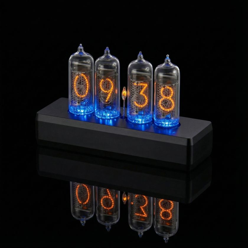 IN-14 Nixie Tube Clock – 4-Tube Black Aluminium Case | Millclock