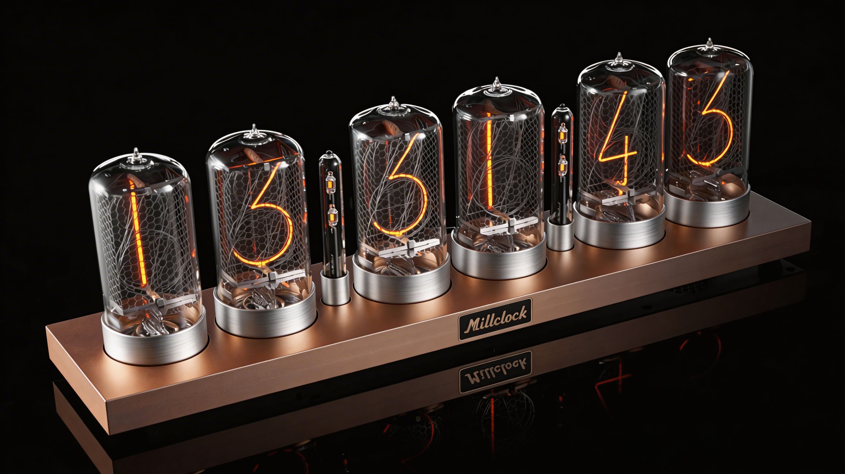 ZIN70 Nixie Tube Clock — Gold Case with Silver Bases