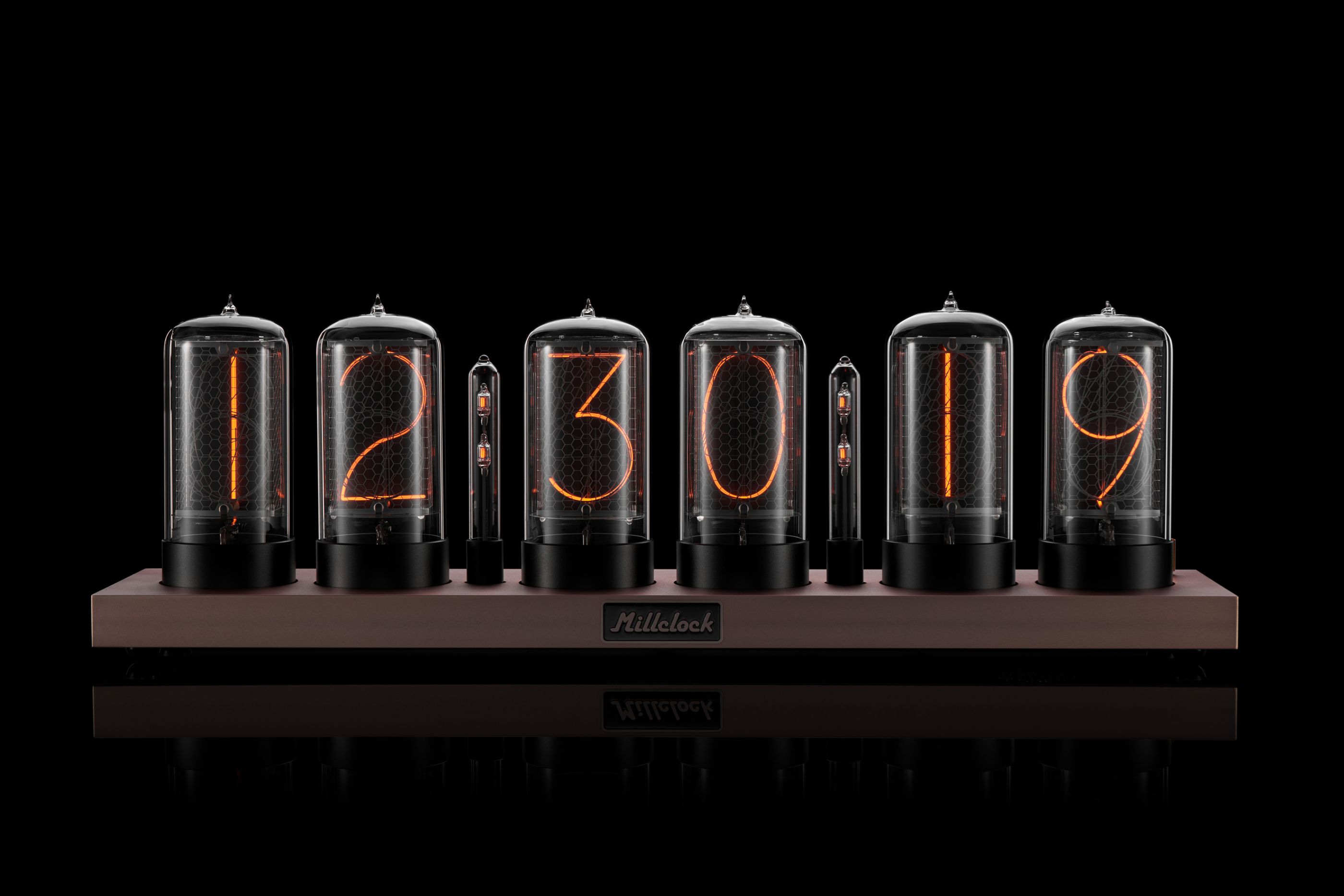 ZIN70 Nixie Tube Clock – Gold Case with Black Bases | Millclock
