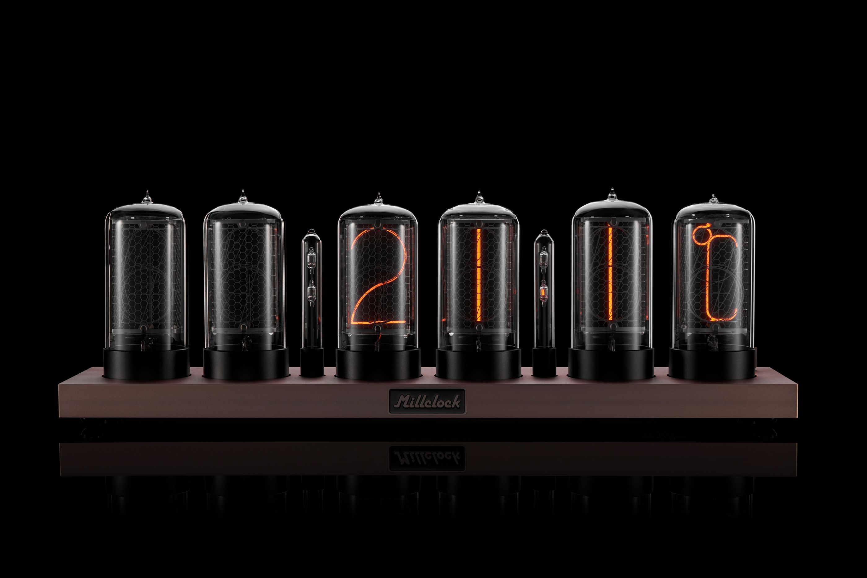 ZIN70 Nixie Tube Clock – Gold Case with Black Bases | Millclock