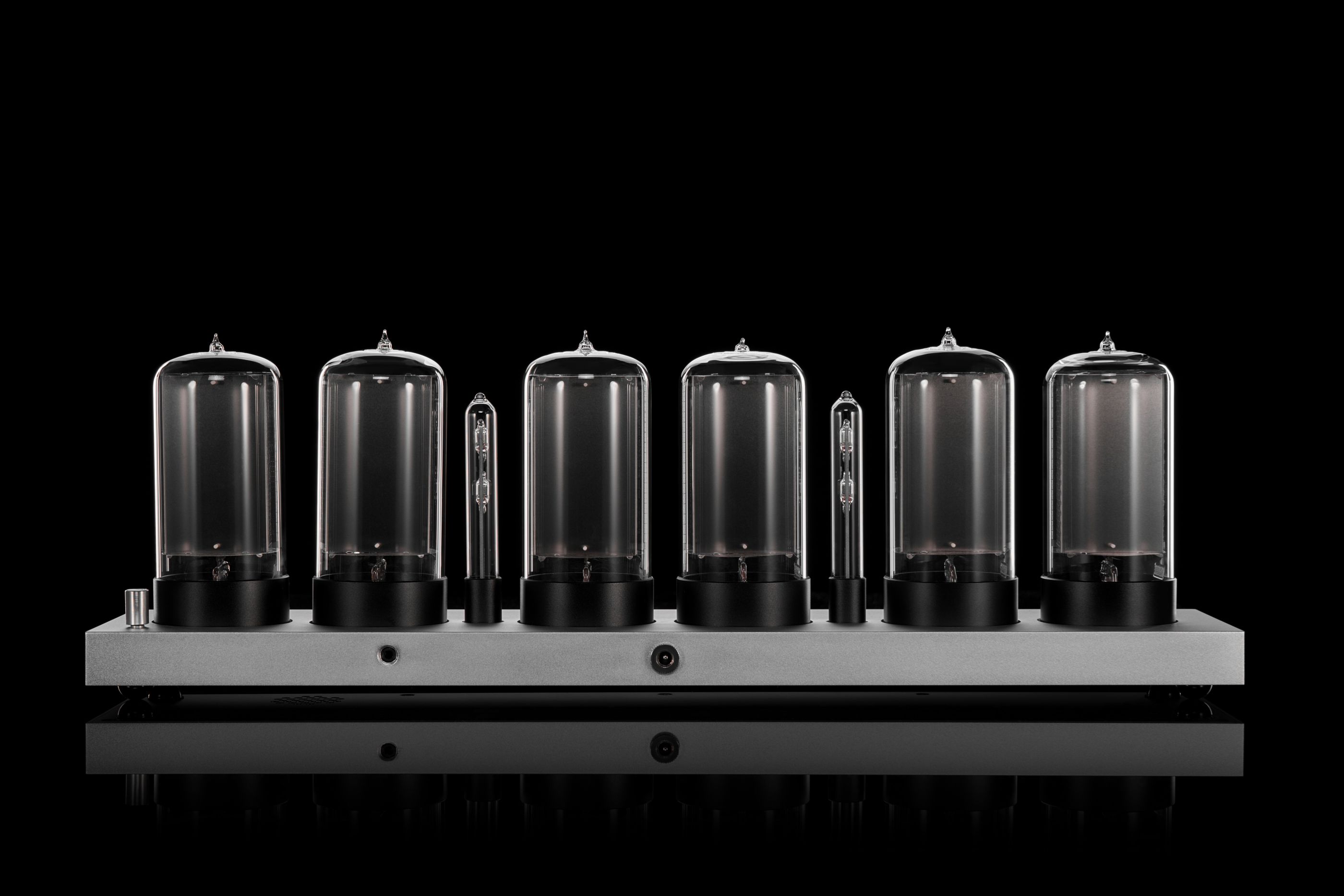 ZIN70 Nixie Tube Clock Black Case Silver Bases by Millclock